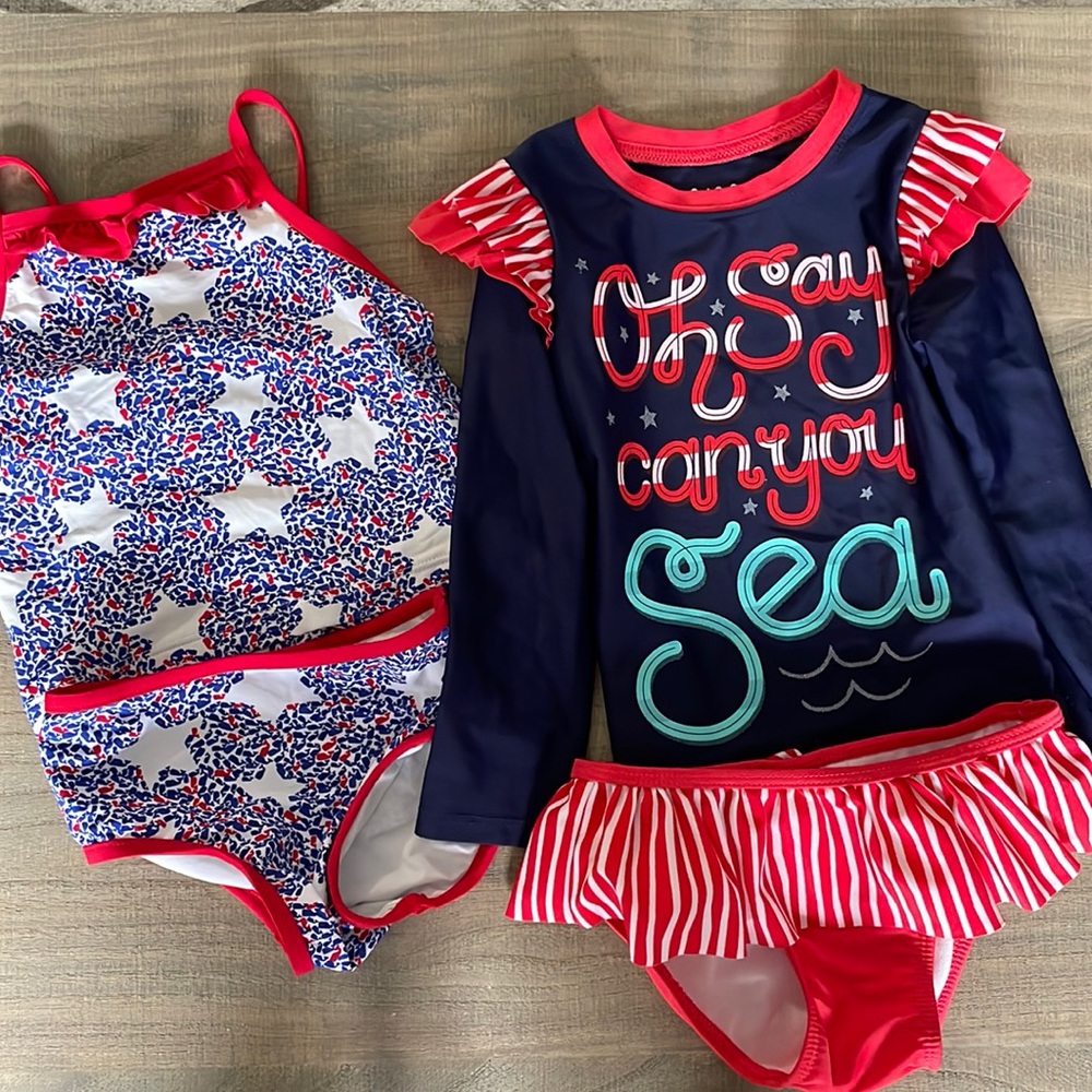 Set of Americana Bathing Suits with Rashguard